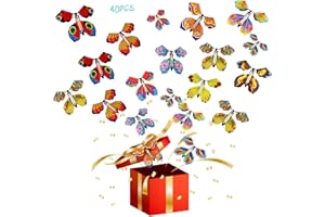 Scettar 40 PCS Magic Flying Butterfly Fairy Flying Toys Wind up Rubber Band Powered Butterfly Toys Decoration for Colorful Bookmark and Greeting Card Surprise Gift, No Gift Box Include