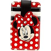 Buckle-Down Disney Wallet, Character Wallet ID Card Holder, Minnie Mouse Smiling Face, Polka Dot Red White, Vegan Leather