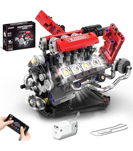 thumbnail image 2 of Mould King W16 Engine Kits That Runs, Build Your Own Twin V8 Engine, Visible Car Motor Blocks Set, Physical Science Experiment Models For Teens, Best STEM Toy Gifts For 14 And 2 of 11