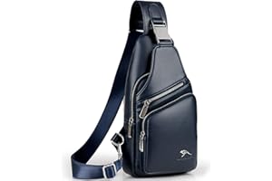 LuckY.Ss Men's Leather Sling Bag Chest Shoulder Bags Anti-theft Backpack Purse