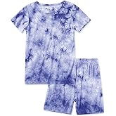 Jimonda Kids Bamboo Viscose Pajamas Set Boy Girl Shorts Pjs | Soft,breathable,skin-friendly fabric,Short sleeve,Toddler Tie dye sleepwear 2pcs,Cool and dry,Lightweight,Outdoor play