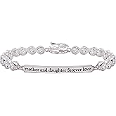 ALOV Jewelry Sterling Silver "mother and daughter forever love" Cubic Zirconia Bracelet
