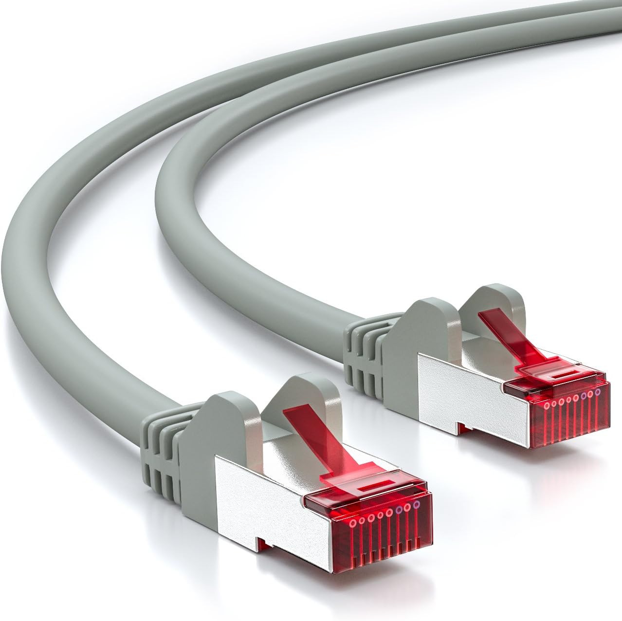 deleyCON 10x 1m (3.28 ft.) CAT6 Patch Cable S/FTP PIMF Shield CAT-6 RJ45 Network Cable Ethernet Cable LAN DSL Switch Router Modem - Grey - Image 4