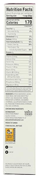 365 BY WHOLE FOODS MARKET, RAISIN BRAN CEREAL, VEGAN, LOW-FAT, 15 OUNCE
