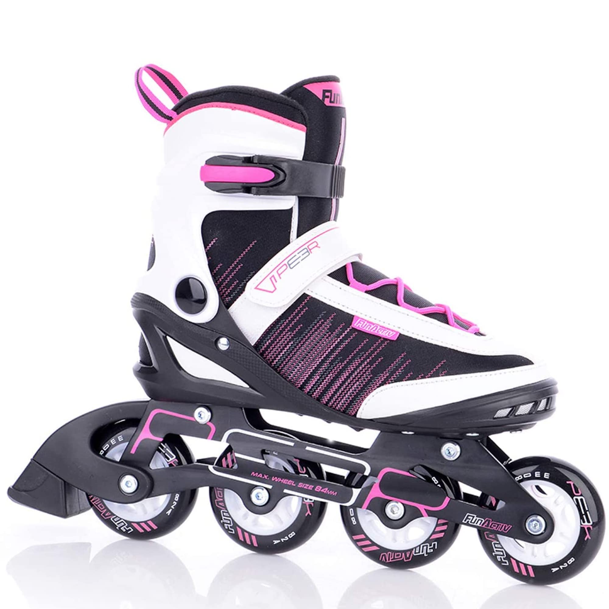 FUNAKTIVE Peer Lady 3 Women's Inline Skates Black/Pink Adjustable Roller Skates Roller Blades Size 41