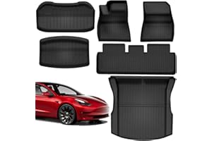 ALIESTFDNO Floor Mats for Tesla Model 3 Highland 2024 New Version, All Weather Floor Mat Interior Liners Waterproof Heavy Duty Cargo Front and Rear Trunk Floor Mats Interior Accessories (Set of 6)
