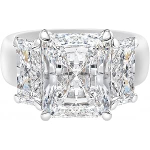 Rinfit Women's Silicone Ring, Radiant Three-Stone CZ | AAAAA Grade Cubic Zirconia Stones, Soft Flexible Rubber Wedding Band,