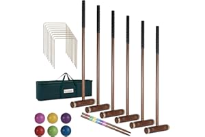 SpexDarxs 35’’ Six Player Croquet Game, Croquette Set with Premium Wooden Mallets/Colored Balls/Wickets/Stakes/Carrying Bag, Classic Outdoor Backyard Lawn Games for Teens Adults Family