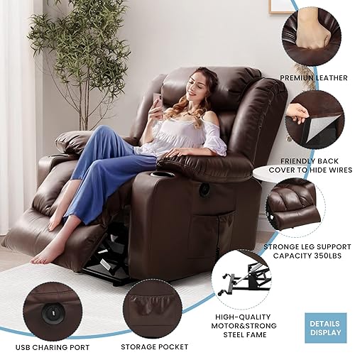 LEISLAND Power Lift Chairs Recliners with Massage and Heat for