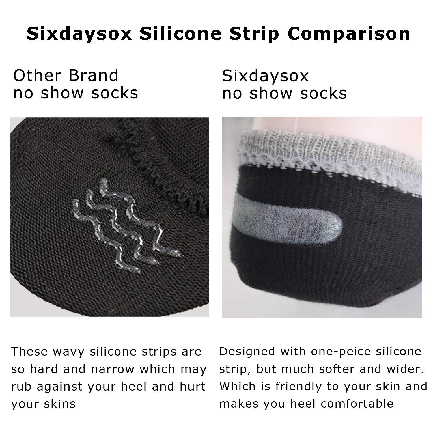 SIXDAYSOX Men\'s No Show Odor-Resistant Non Slip Socks Shoe Size 6-11 Pack of 8