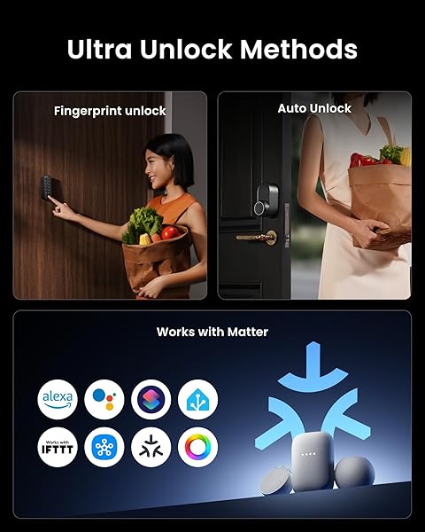 SMART LOCK ULTRA WITH KEYPAD,FINGERPRINT DOOR LOCK, APP REMOTE CONTROL, BUILT-IN WIFI KEYPAD DEADBOLT, AUTO UNLOCK, WATERPROOF&EASY INSTALL,SUPPORTS ALEXA AND GOOGLE (LOCK ULTRA TOUCH COMBO)