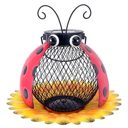 UPKOCH Garden Ladybug Light Solar Ladybug Lights LED Insect Statue
