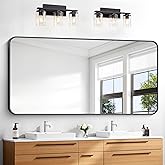 BONEWEI 30x60 inch Bathroom Mirror,Black Rectangle Mirror,Wall Mounted Bathroom Frame Vanity Mirror with Round Corner for Bedroom Living Room, Entryway Hangs Horizontal or Vertical