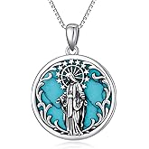 Shusukue 925 Sterling Silver Patron Saint Pendant Necklace Amulet Medals Religious Jewelry for Men Women Fathers Day Gift 22+2" Chain (with Gift Box)