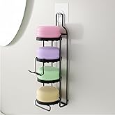 4 Tier Soap Dish for Shower, Wall Mounted Bar Soap Holder with Caddy Adhesive, Self Adhesive & Freestanding Draining, for Storage of Shampoo Bar, Razor, No Drilling, Black, 1Pack