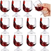 Roshtia 12 Pcs Mini Shot Glasses 1.75 oz Small Brandy Snifters Clear Reusable Plastic Cute Cognac Glasses Port Glasses Cup for Tasting Whiskey Brandy Wine Beer Drinking