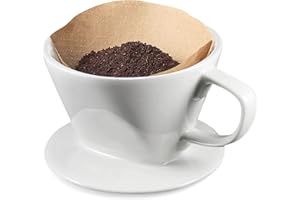 ELEFOCUS Porcelain Coffee Dripper, Filter Cone (White)