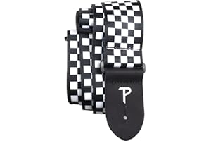 P PERRI'S LEATHERS LTD. Perri's Leathers Leather Guitar Strap, 39"-58", Black & White, Polyester, Fits Electric, Jacquard, Adjustable, Cool Acoustic Guitar Straps for Electric & Bass