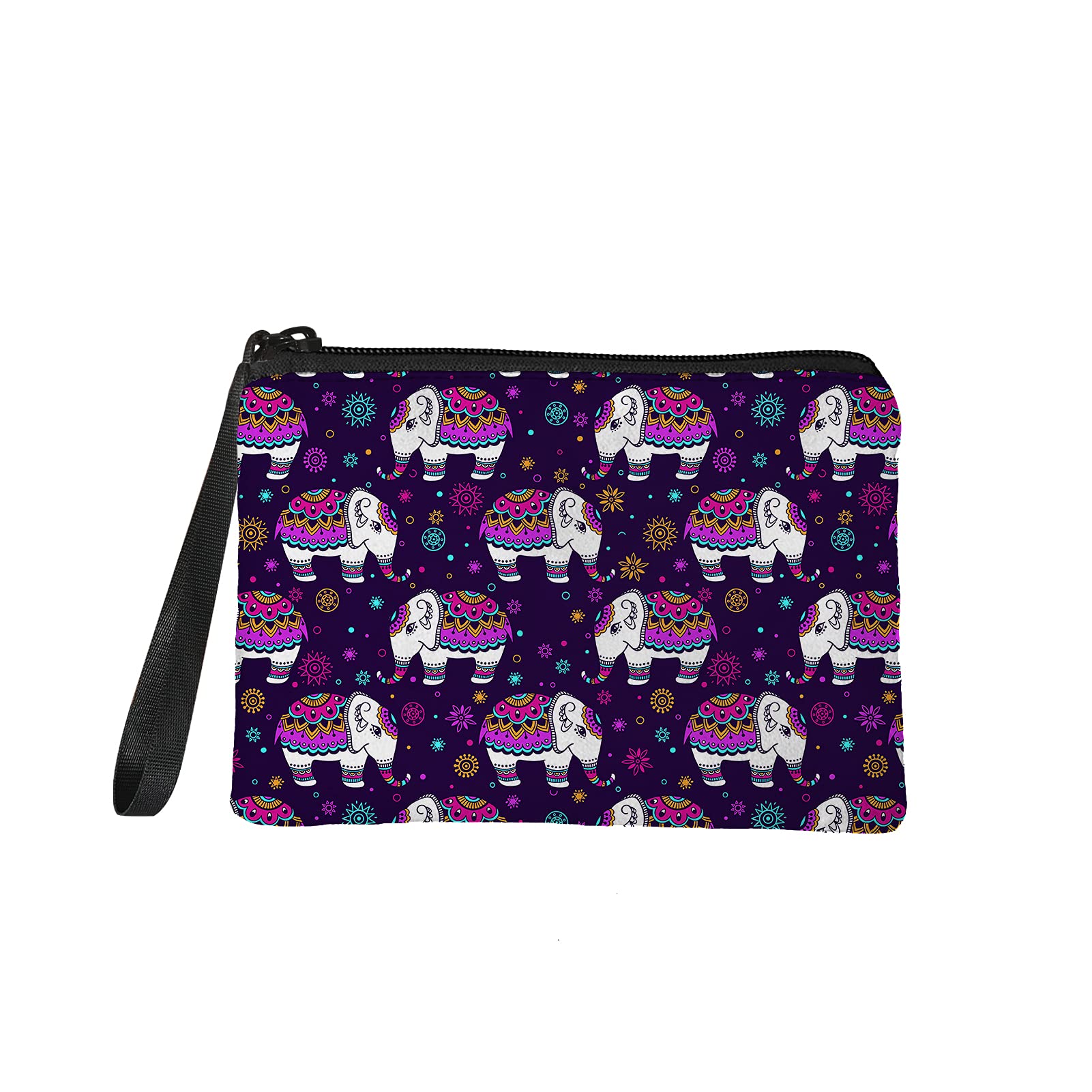 Jeiento Indian Elephant Wallets Women Coin Purse Travel Money Clips Long Style Zipper Handbag Girls Party Clutch Bag Phone Holder Purple