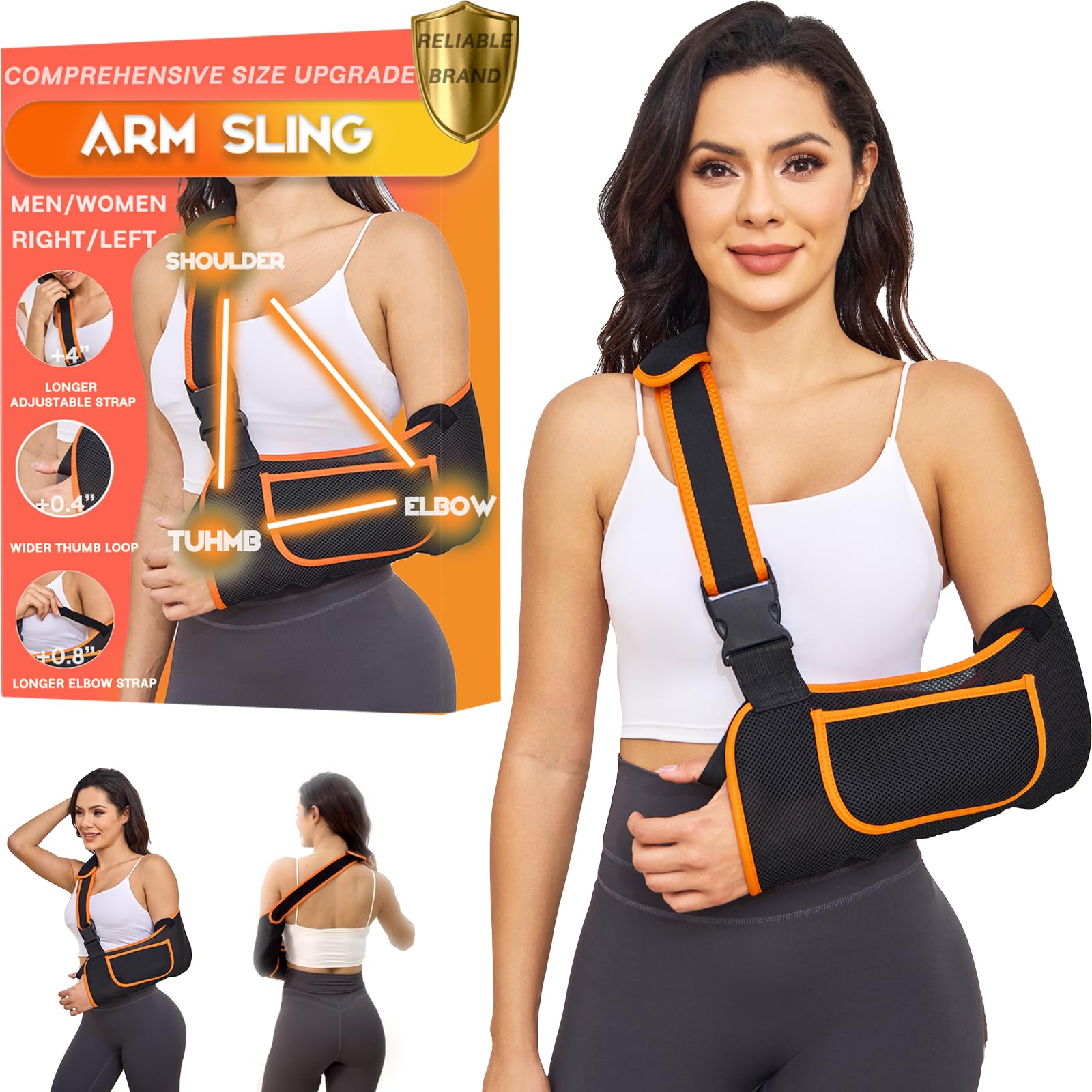 Yaoociy Arm Sling for Women Men with Enhanced Size, Adjustable Sling for Arm Support, Shoulder Sling Immobilizer with Neck Pad, sling for Elbow Wrist, Left Right Arm Sling （L-XL）