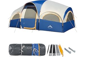 GoHimal 8 Person Tent for Camping, Waterproof Windproof Family Tent with Rainfly, Divided Curtain Design for Privacy Space, Portable with Carry Bag