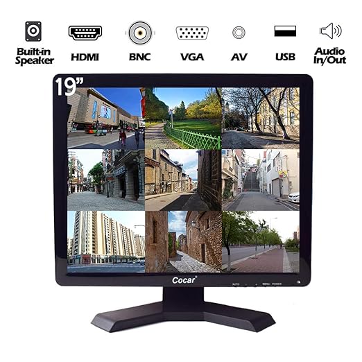 19-Zoll Profi CCTV-Monitor mit VGA HDMI AV BNC, 1280x1024 Eingebauter Lautsprecher(LED-Hintergrundlicht) LCD-Sicherheitsbilds