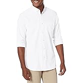 AXNY Mens Slim Fit Solid Super Stretch Solid Button Down Shirt