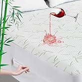 Parkdeny Queen Waterproof Cooling Mattress Cover, Rayon from Bamboo Encasement, 3D Air Fabric, Breathable, Noiseless, Washable, Fits 5"-15" Deep Mattresses