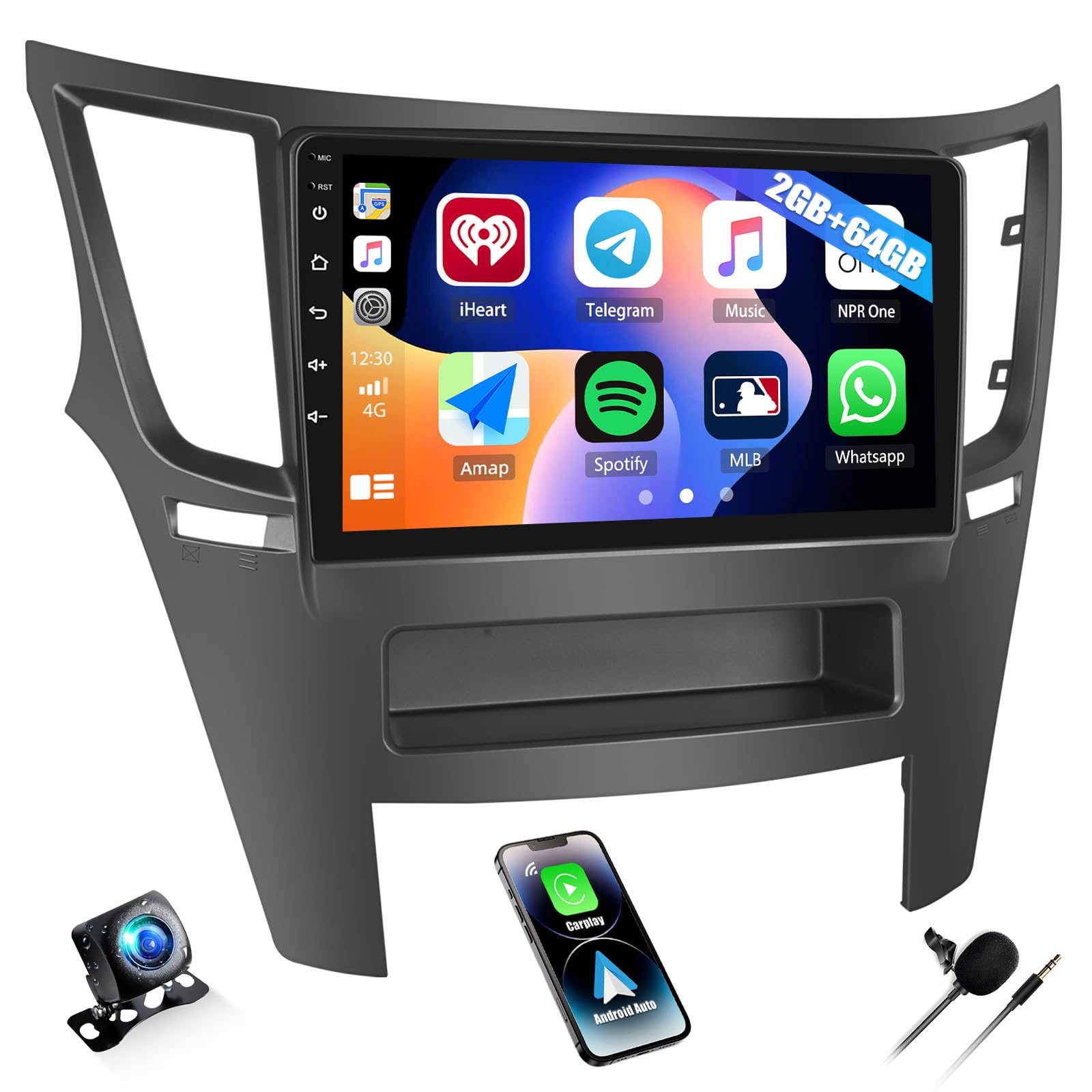 Photo 1 of 2G+64G Car Stereo Radio for Subaru Outback Legacy 2010-2014 with Wireless CarPlay Android Auto Bluetooth WiFi GPS Navigation, Android 13 Car Radio, 9" Touch Screen Head Unit, HD Backup Camera