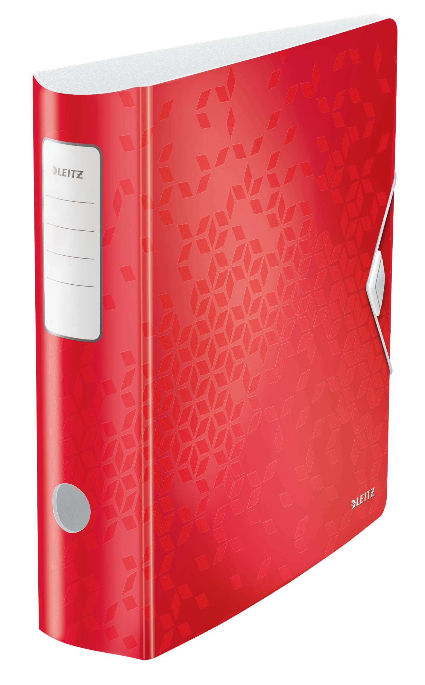 Leitz Wow Lever Arch File, Metallic Red, A4 Folder, Curved Spine 82mm Width, Elastic Fastening, Light Polyfoam Material, 11060026