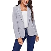 MINTLIMIT Womens Casual Long Sleeve Button Front Blazer Office Work Button Jackets with Pocket (Grey Blue, Size L)