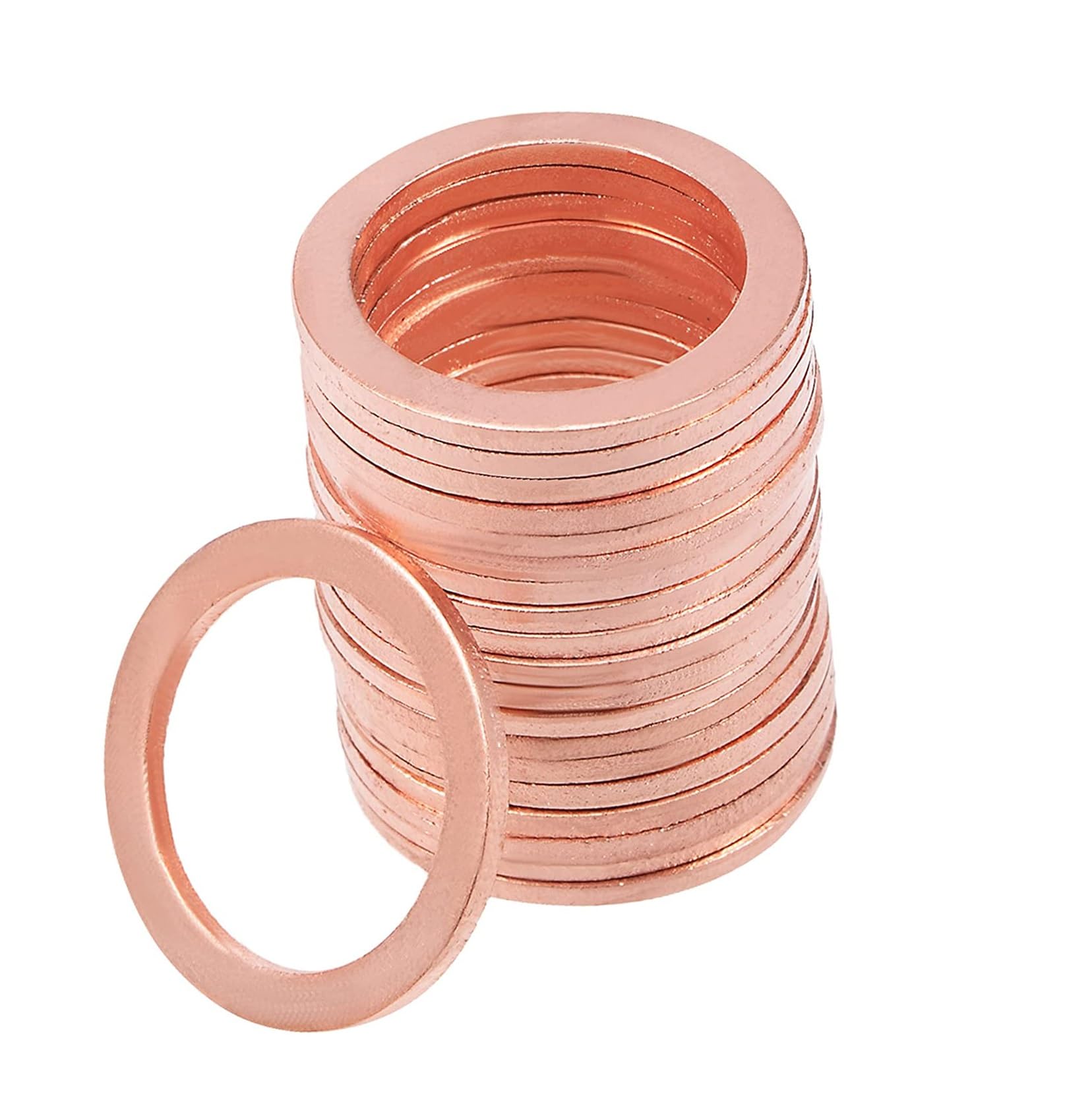 20pcs M14 Copper Washers Flat Ring Sump Plug Oil Seal Gasket Sealing Fitting Washers (M14*22 * 1.0)