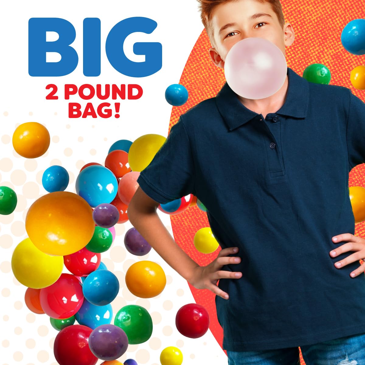 American Gumball Company Refill Gumballs 2 Pound Bag - .62 inch Small Gumballs for 1/2