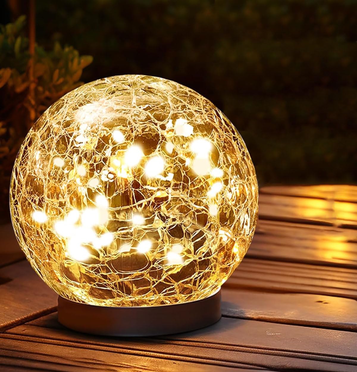 kiimiipa Solar Lights Outdoor Garden Waterproof,Solar Garden Lights,Garden Ornaments Outdoor,Crackle Ball Solar Lights Outdoor,Outdoor Decorations for Patio and Yard Lawn Backyard Decor (1Pack 10cm)