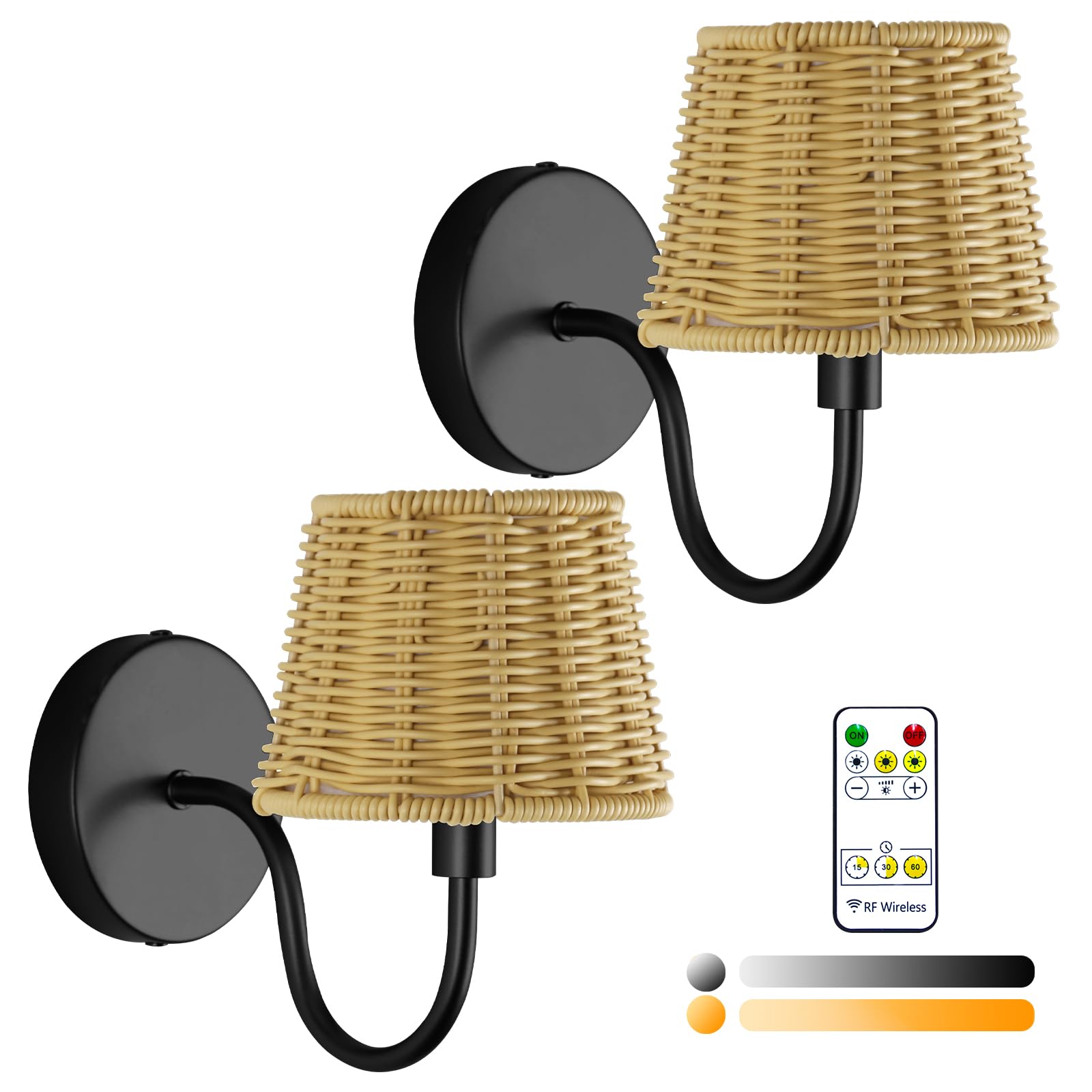 Photo 1 of Jaenmsa Battery Operated Wall Sconce Set of 2, Rechargeable Wireless Sconces with Dimmable Detachable Magnetic Bulbs and Remote, 3 Colors Wall Lights for Bedroom Living Room Hallway Fireplace