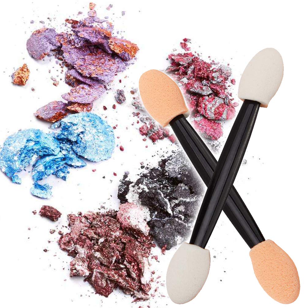 JASSINS 50 Pack Eye Shadow Brush, Disposable Double-Sided Eye Makeup Sponge Applicators(Qrange White): Beauty