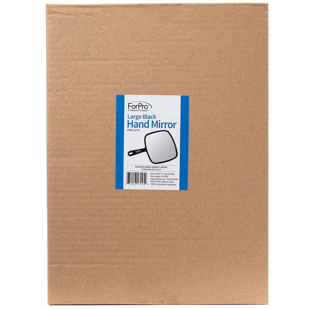 ForPro Large Hand Mirror, Black, 9” W x 12” L: Beauty
