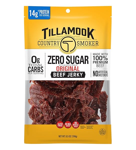 TILLAMOOK COUNTRY SMOKER KETO FRIENDLY ZERO SUGAR BEEF JERKY, ORIGINAL, 6.5 OUNCE