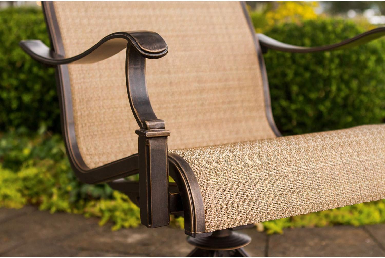 Hanover MANDN3PCSW-BS Manor 3 Piece Bistro Dining Set Outdoor Furniture, Tan : Garden & Outdoor