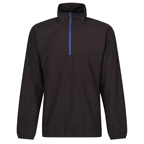 Regatta Professional Men's Navigate Half Zip Fleece with Hood & Contrasting Zip, Lightweight Midlayer - Perfect for Outdoors, Walking & Hiking Black