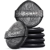 ALBEAUT Rubycell Cushion Puff, 6PCS Teardrop Foundation Applicators | Foundation Puff for Cushion Makeup, Liquid &amp; Cream Formulas, Lace-Detail PU Back with Elastic Strap for Detail Tapping