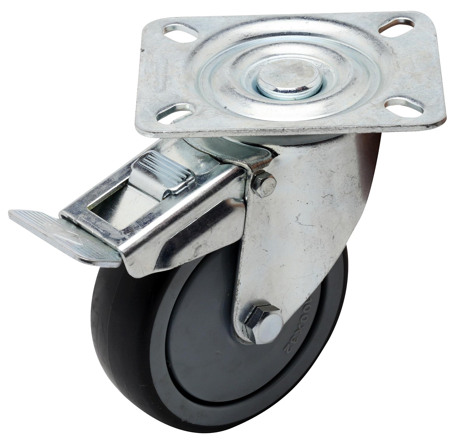 Ambassador 15804 Swivel Plate Castor with Brake, Grey, 125mm