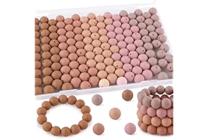 Kovict 150Pcs Silicone Beads 15mm Mix Color, Bulk Silicone Beads 15mm for Keychain Pens and Bracelet Making(Brown)