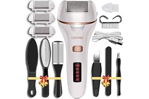 CIVYPRO Electric Foot Callus Remover- Long Service Time, Rechargeable Electronic Foot File- Ideal Gift, Professional Pedicure Tools, Waterproof Foot Scrubber, Pedicure Kit Feet Care for Dead Skin (White)
