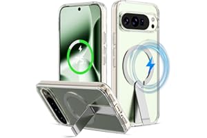 Jelanry Magnetic for Google Pixel 9/9 Pro & Pixel 10/10 Pro Case with Stand (Compatible with MagSafe), Anti-Fingerprint Back Cover Slim Translucent Shockproof Kickstand Phone Case (6.3-inch), Clear