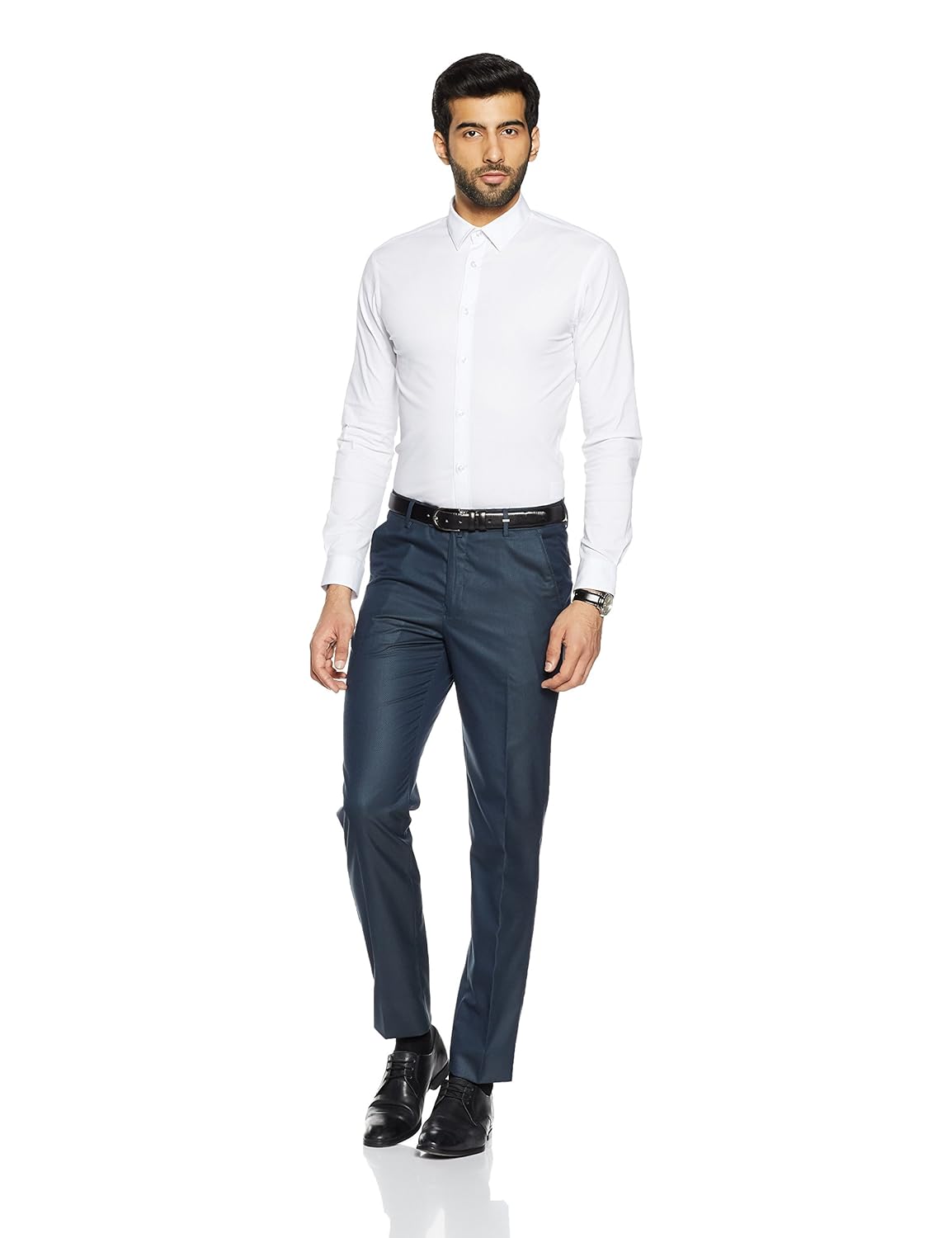 peter england men's slim fit formal trousers