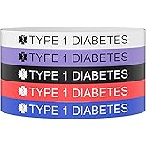 5PCS Medical Alert Bracelet for Men Women, Medical Alert ID Silicone Wristband for Diabetic D.N.R Pacemaker Epilepsy