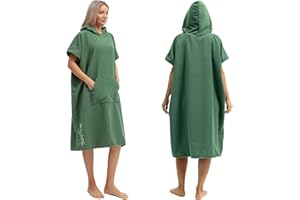 Eunzel Surf Poncho Changing Robe with Hood for Men & Women, Absorbent Quick Dry Microfiber Wetsuit Changing Towel with Pocket for Surfing, Beach, Swim & Outdoor Sports