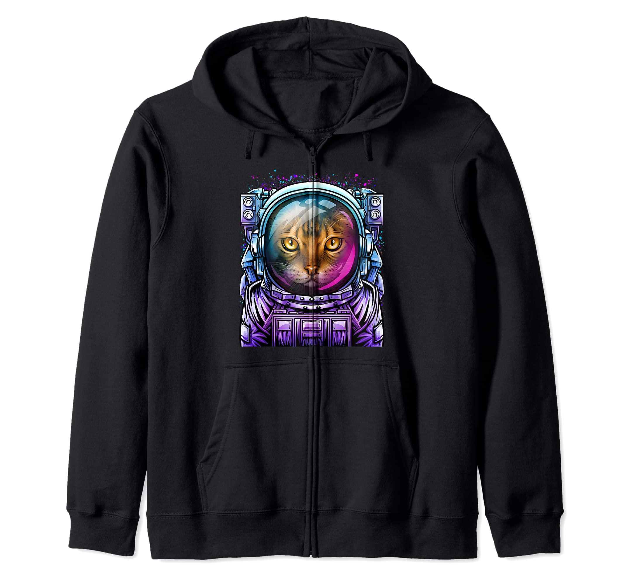 Cat Astronaut Outer Space Design Funny Kitten Cosmic Suit Zip Hoodie