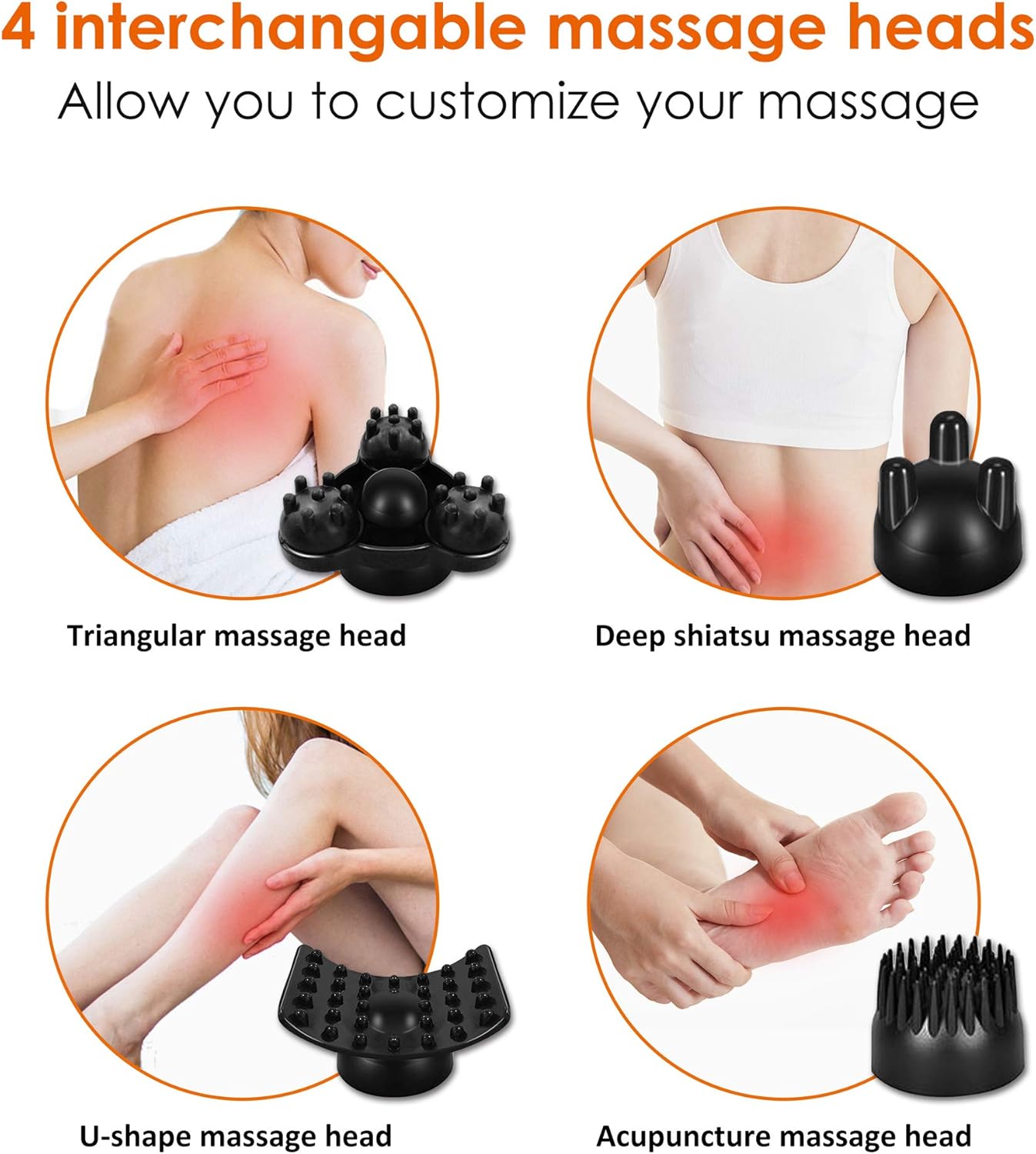 Snailax Cordless Handheld Back Massager - Rechargeable Percussion Massage with Heat, Deep Tissue Massager for Neck Shoulder Waist Leg Foot Back Pain Relief, Portable Wand Massager for Full Body: Health & Personal Care